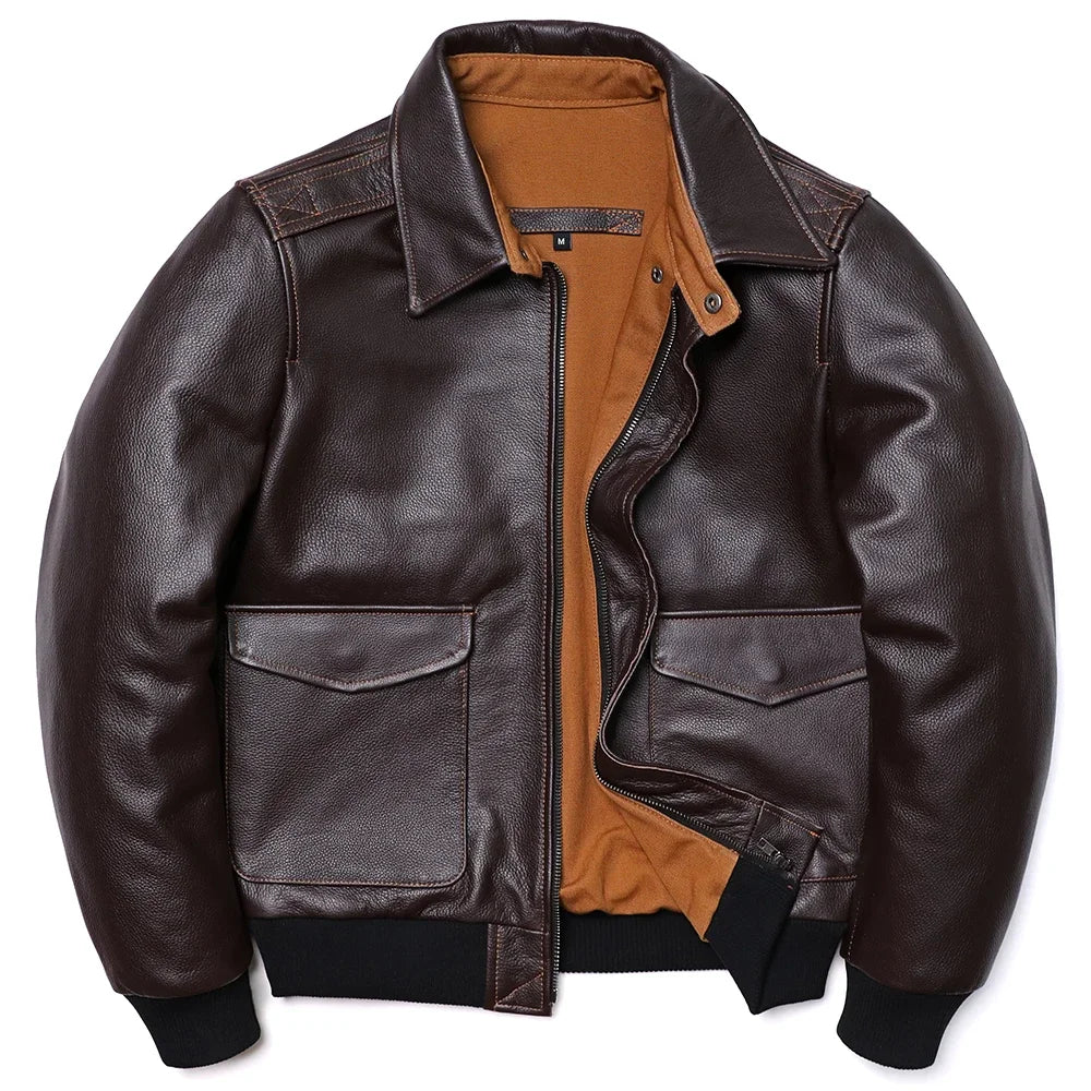 Genuine Leather Aviator Coat