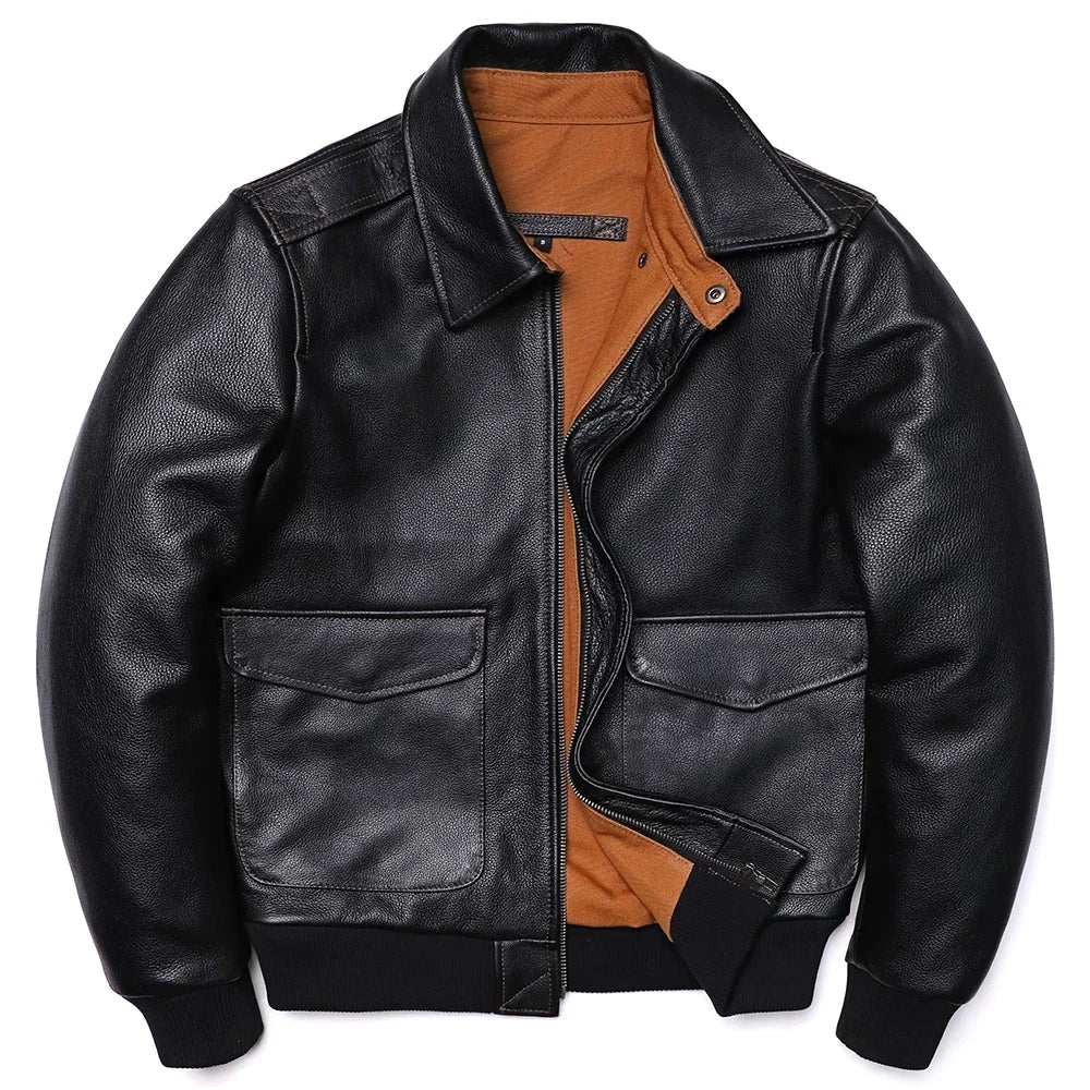 Genuine Leather Aviator Coat