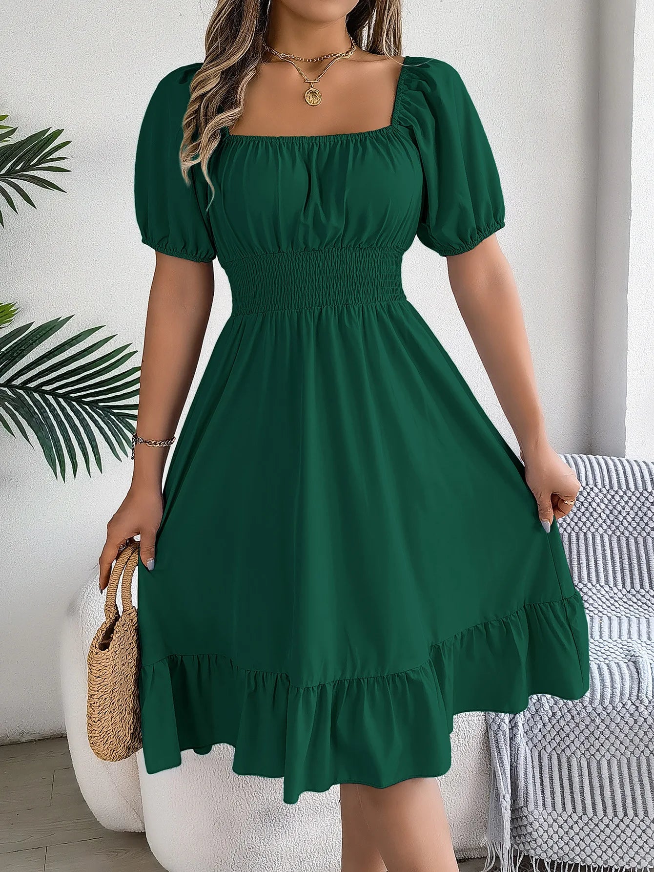 Celeste™ – Elegant Ruffle Midi Dress