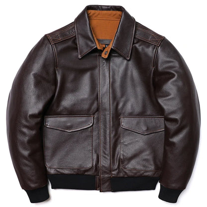 Genuine Leather Aviator Coat