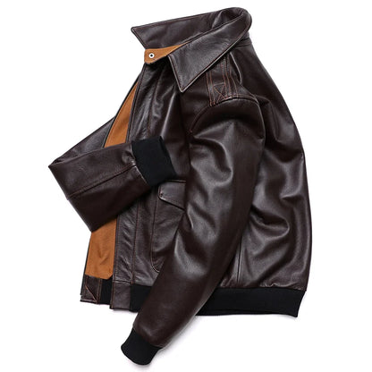 Genuine Leather Aviator Coat