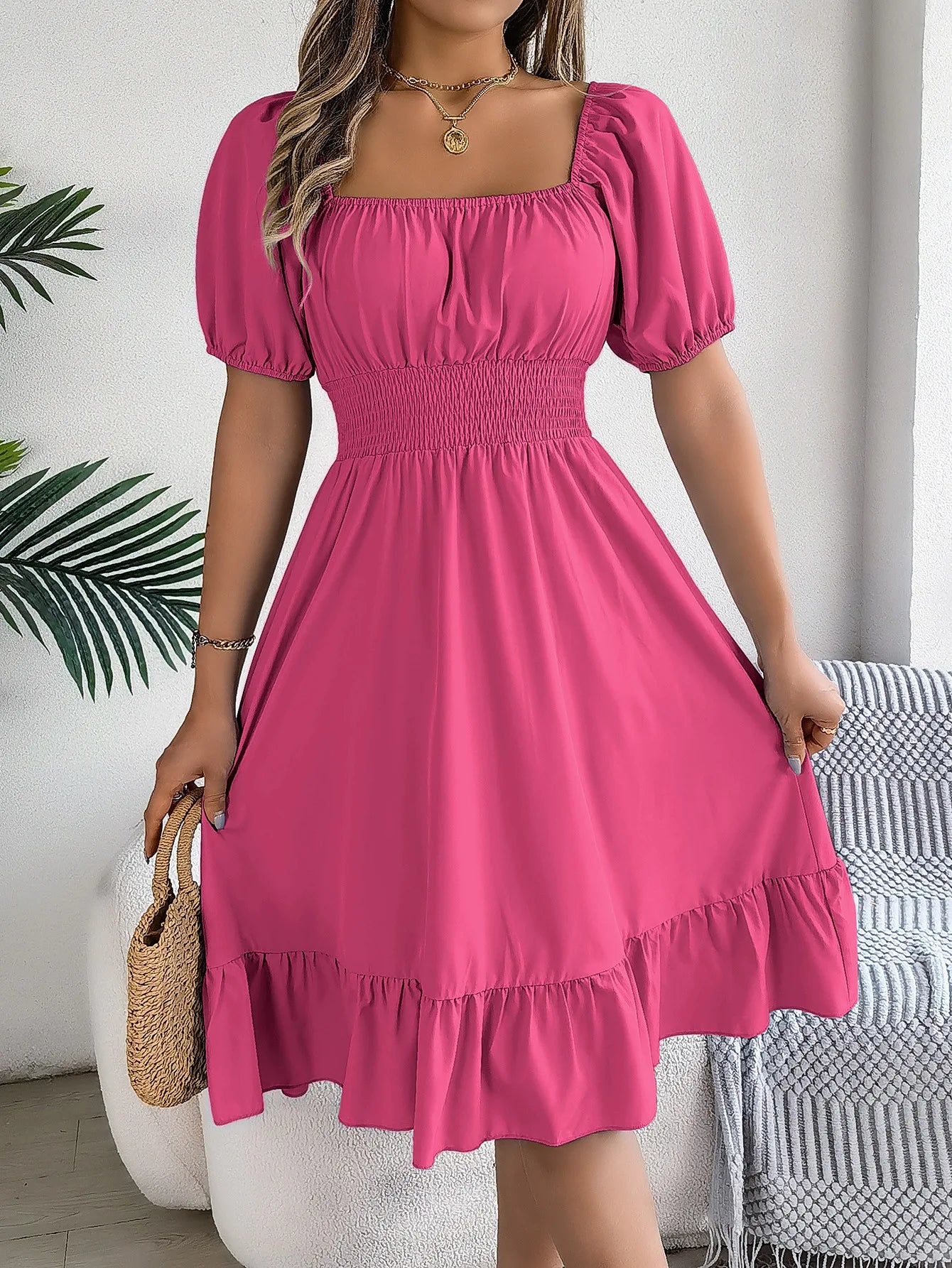 Celeste™ – Elegant Ruffle Midi Dress