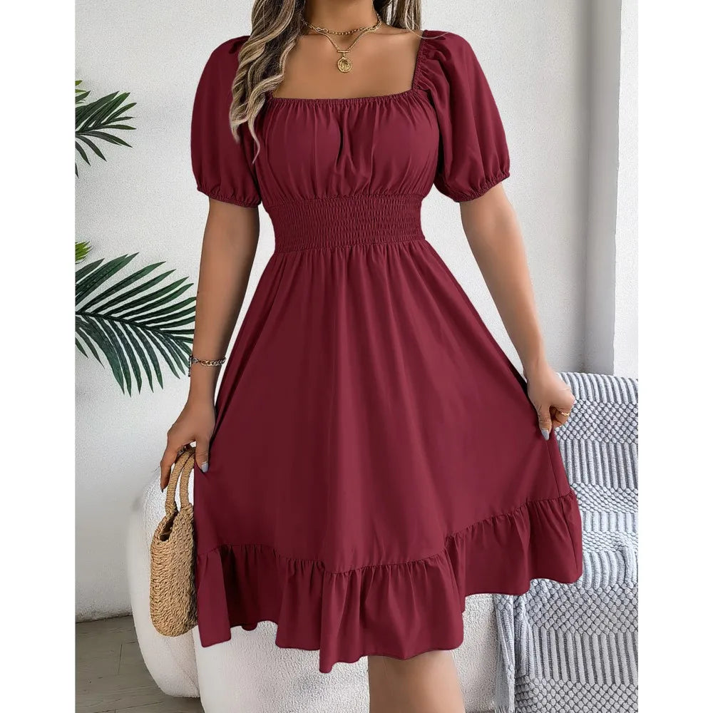 Celeste™ – Elegant Ruffle Midi Dress